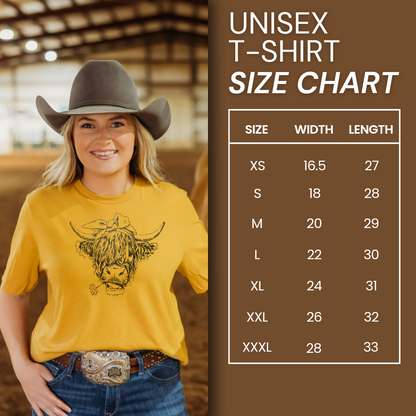 Sunshine Moo Mustard Yellow Highland Cow Western Graphic Tee - Embrace Whimsical Western Charm!