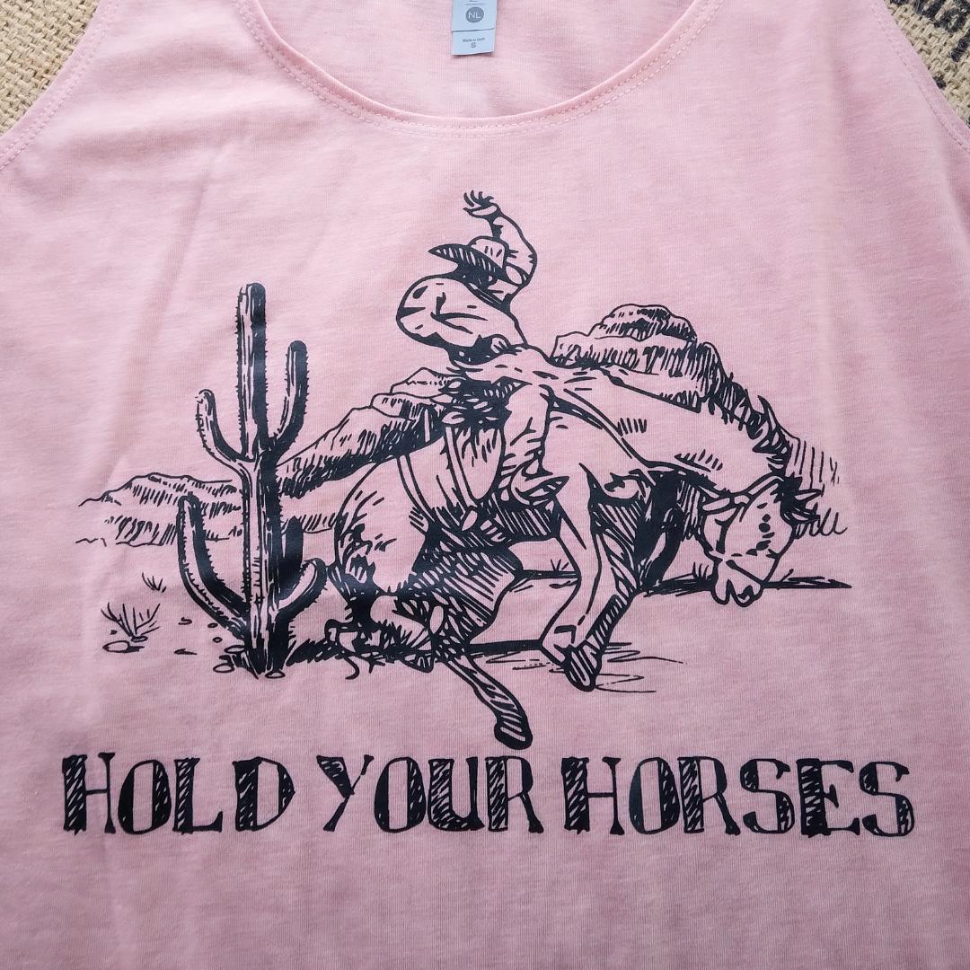 Hold Your Horses Vintage Western Pink Tank Top - Old - Fashioned Girls