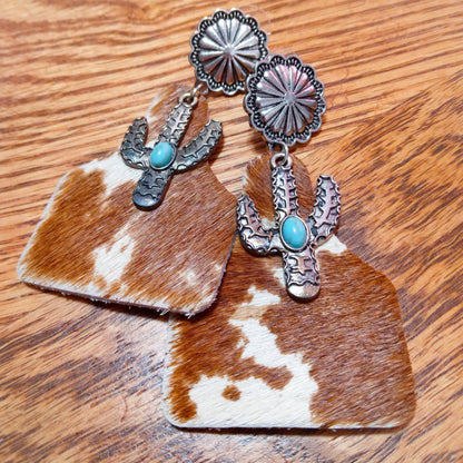 Leather Cactus Cow Tags - Old - Fashioned Girls